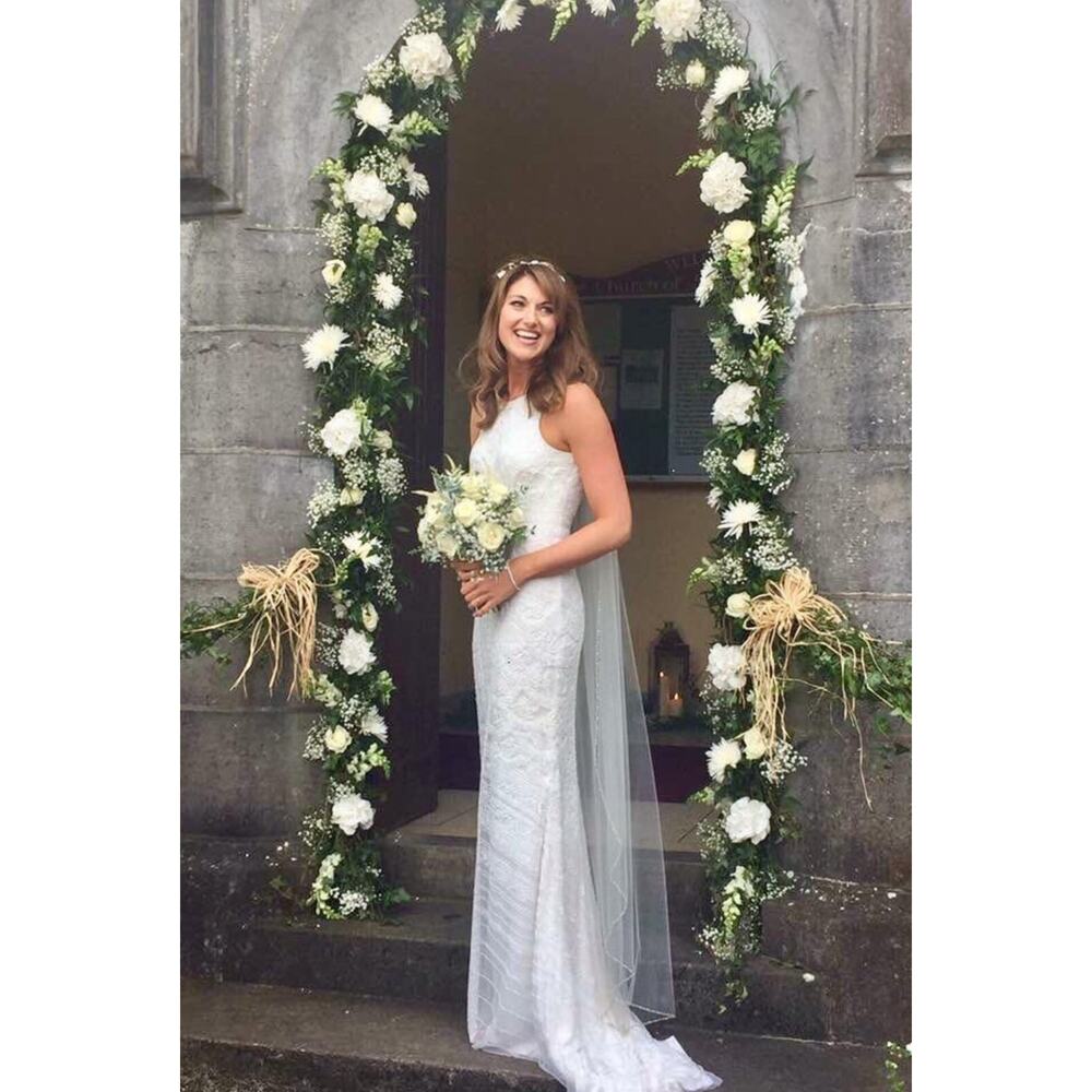 NWT $3000 THEIA Couture Charlotte Wedding Gown Beads Sequins White Bridal Dress